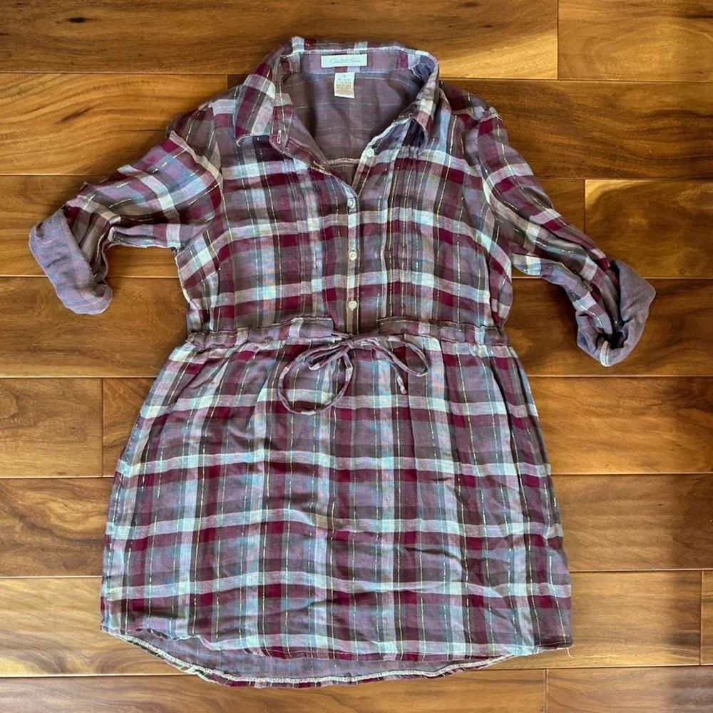 Charlotte Russe Red Plaid Tie Dress size Small